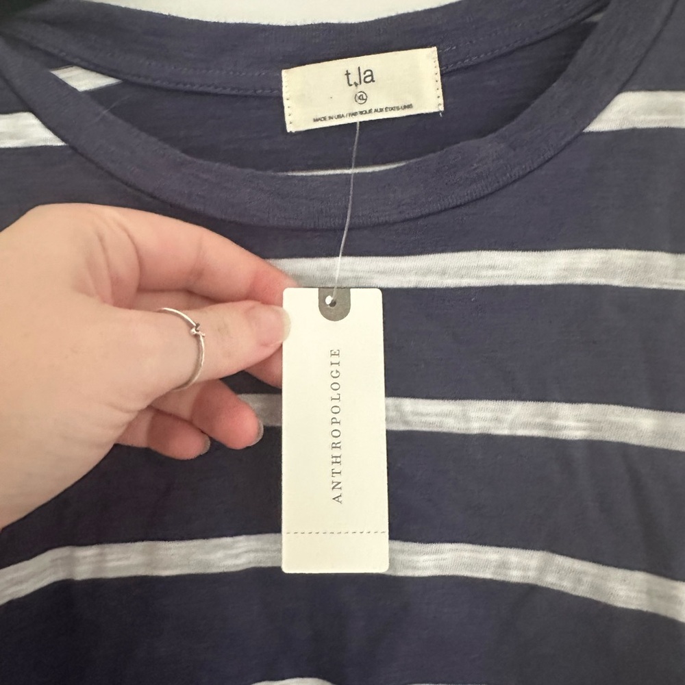 NWT | T.La/Anthro | Woman’s Sz XL | Blue and White Striped Dress with Cut Out - Picture 5 of 6